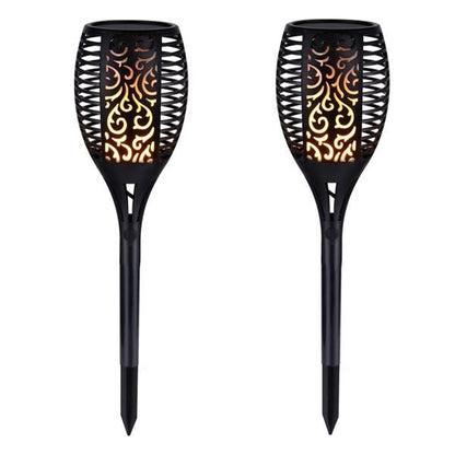 Set of 2 Solar LED Torch Lights with Flickering Flame Design