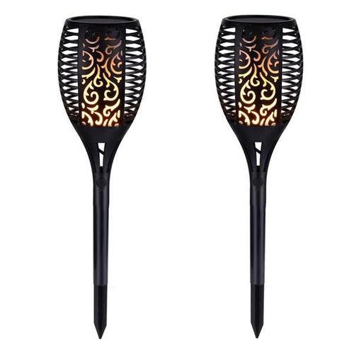 Set of 2 Solar LED Torch Lights with Flickering Flame Design