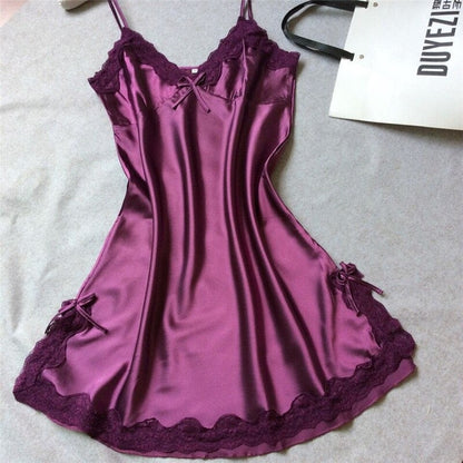 Elegant Satin Lace Nightgown for Women - Charming Comfort