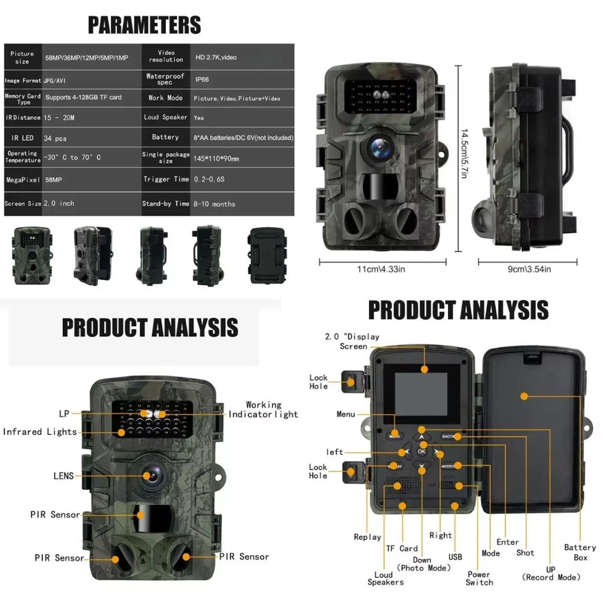 58MP Night Vision Trail Camera for Wildlife Observation and Security