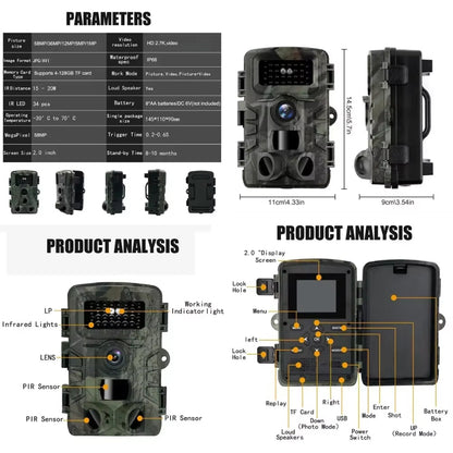 58MP Night Vision Trail Camera for Wildlife Observation and Security