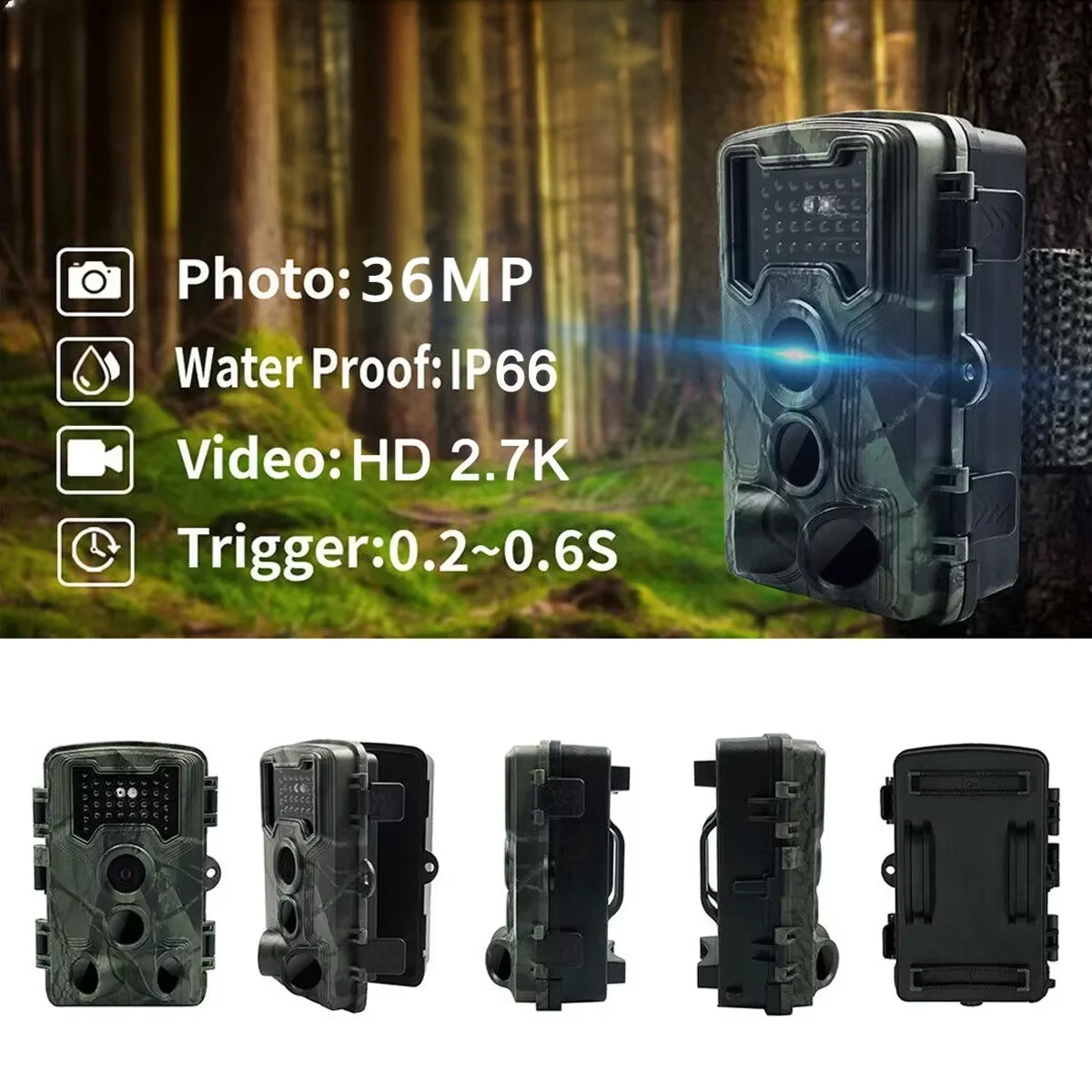 58MP Night Vision Trail Camera for Wildlife Observation and Security
