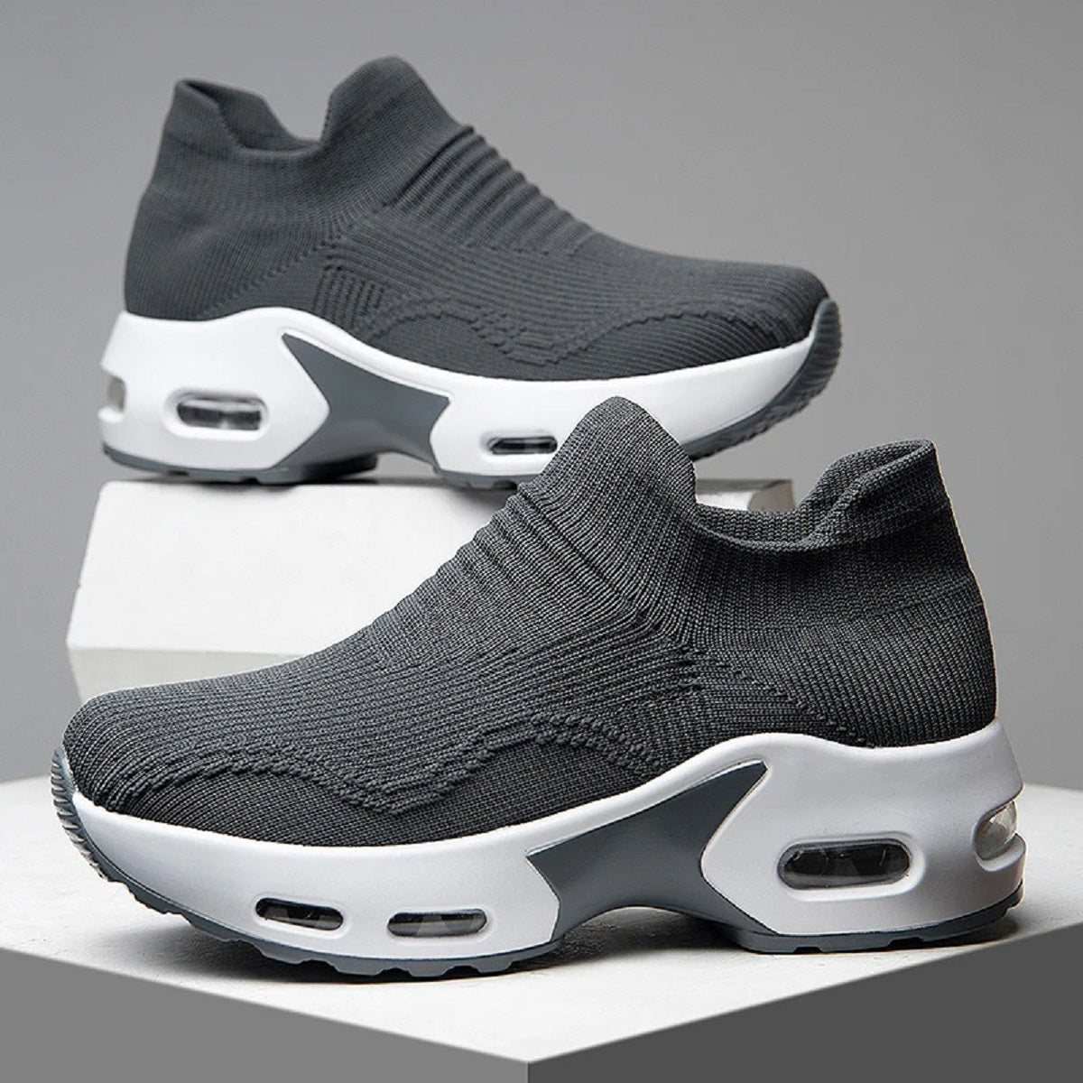 Slip-On Mesh Sneakers for Women - Breathable Platform Footwear