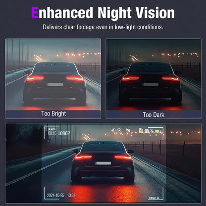 Triple-Channel Dash Camera with Night Vision and WiFi Connectivity