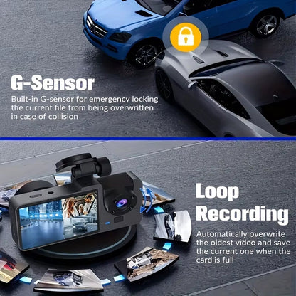 Triple-Channel Dash Camera with Night Vision and WiFi Connectivity