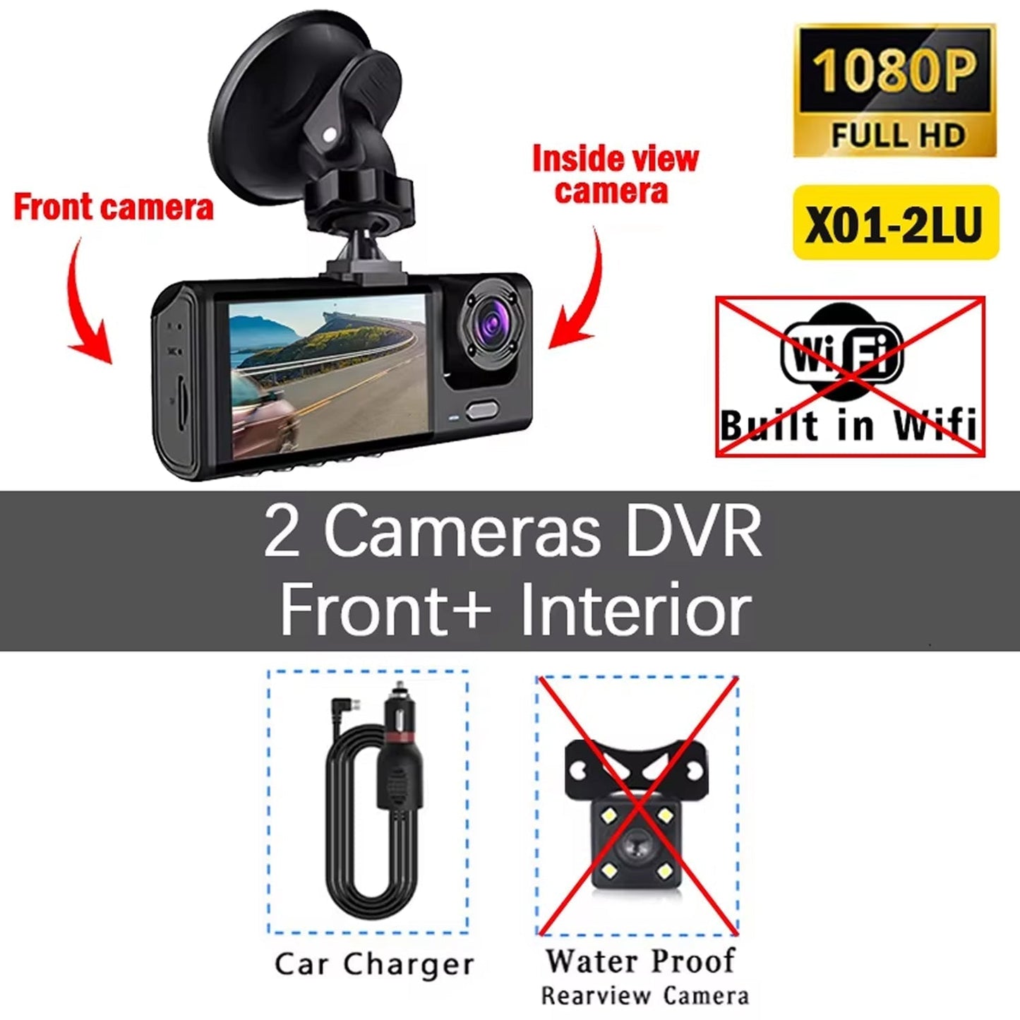 Triple-Channel Dash Camera with Night Vision and WiFi Connectivity