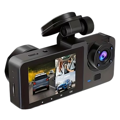 Triple-Channel Dash Camera with Night Vision and WiFi Connectivity