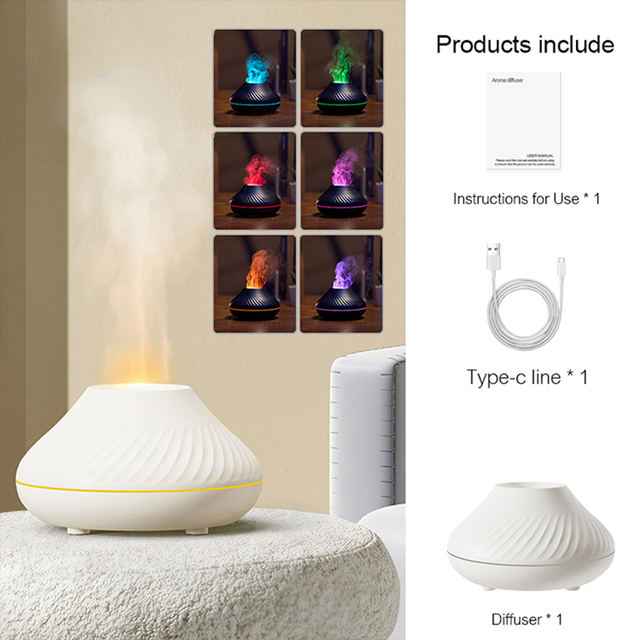 Portable Mist Maker with Flame Illumination | 130ml Aroma Diffuser & Night Light