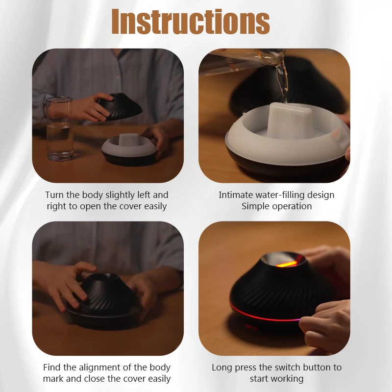 Portable Mist Maker with Flame Illumination | 130ml Aroma Diffuser & Night Light