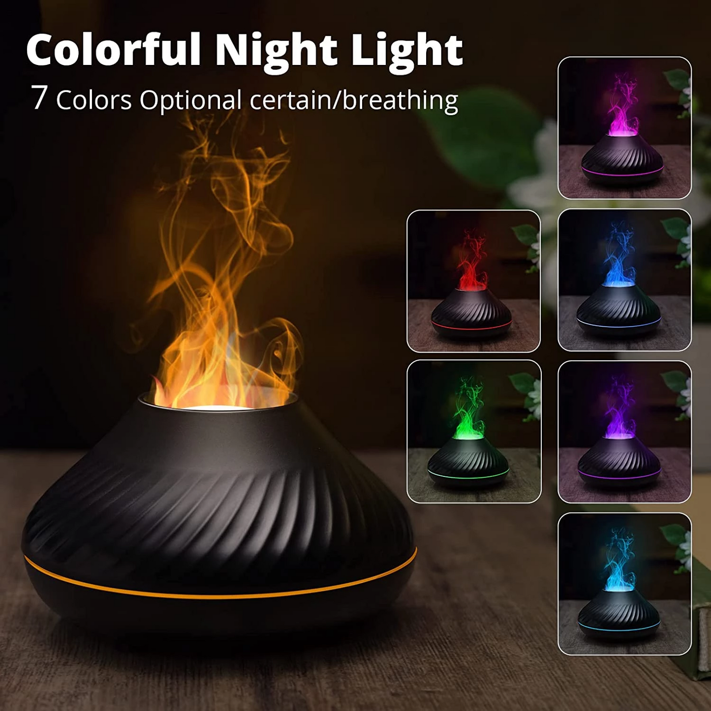 Portable Mist Maker with Flame Illumination | 130ml Aroma Diffuser & Night Light