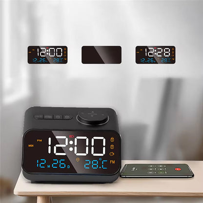 Dual Alarm Clock Radio Featuring USB Charging and Calendar Display