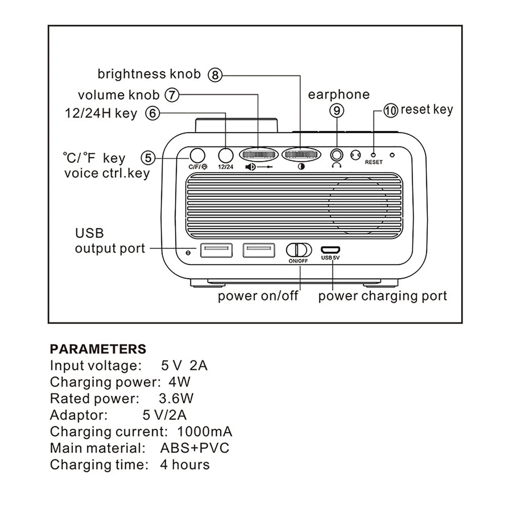 Dual Alarm Clock Radio Featuring USB Charging and Calendar Display