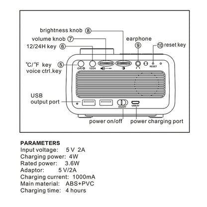 Dual Alarm Clock Radio Featuring USB Charging and Calendar Display