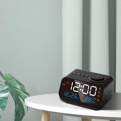 Dual Alarm Clock Radio Featuring USB Charging and Calendar Display