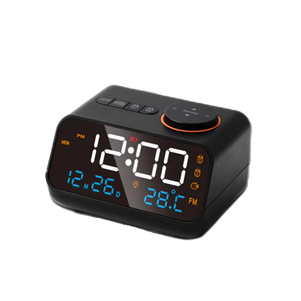 Dual Alarm Clock Radio Featuring USB Charging and Calendar Display
