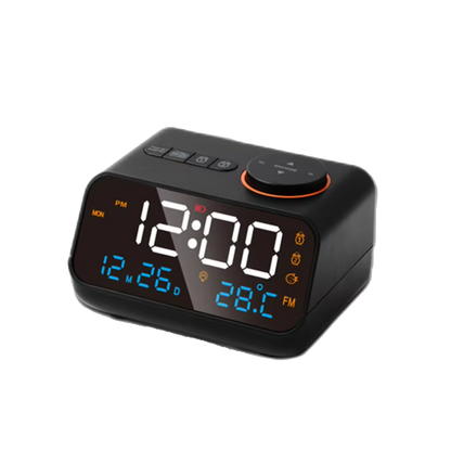 Dual Alarm Clock Radio Featuring USB Charging and Calendar Display