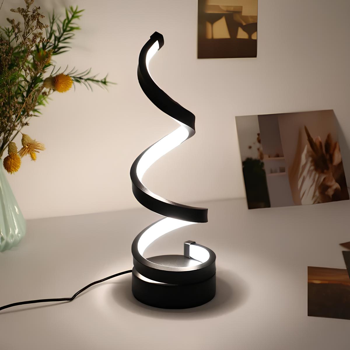 Sleek Spiral Table Lamp for Modern Aesthetic Interiors