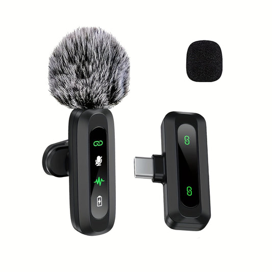 Wireless Clip Microphone with USB-C for Smartphone and Tablet