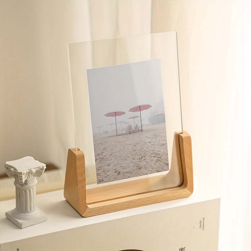 Modern Minimalist Desk Display Frame for Photos - Acrylic Wood Design