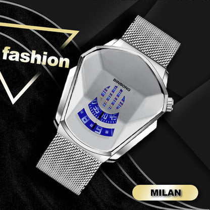 Men's Quartz Watch with Diamond Design