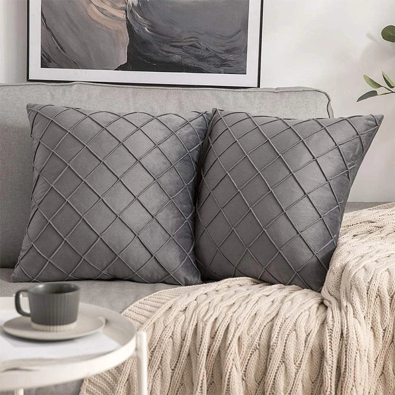 Plaid Velvet Cushion Cover in Scandinavian Design | 30x50 cm, 45x45 cm, 50x50 cm