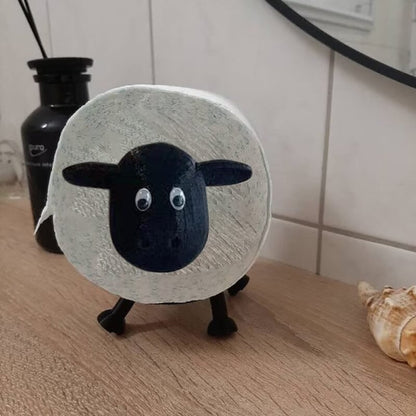 Sheep Design Toilet Paper Holder | Space-Saving & Sturdy | Black Resin
