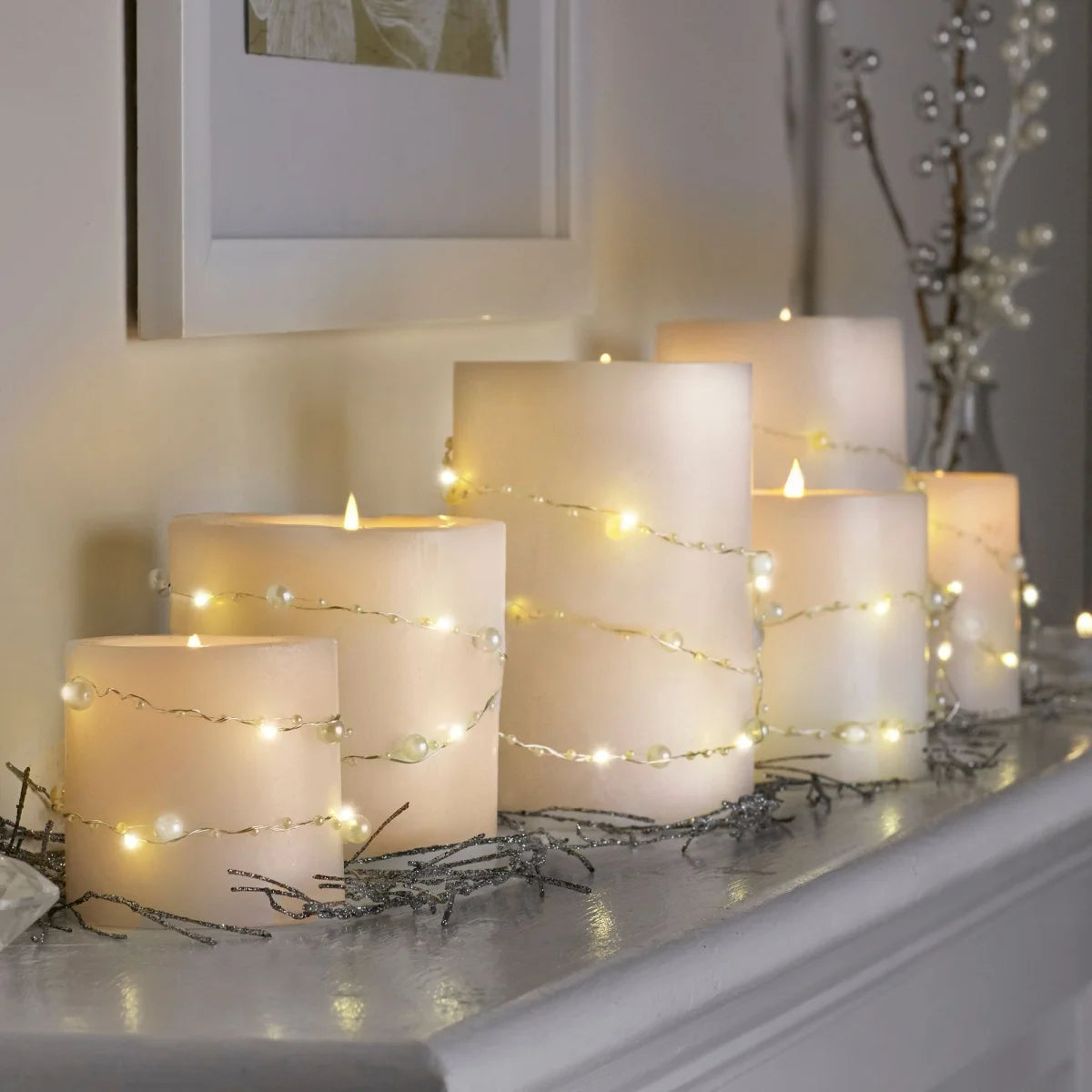 Pearl String Lights | 2m / 5m Length | 20 / 50 LEDs | Warm White | Battery Operated & Flexible