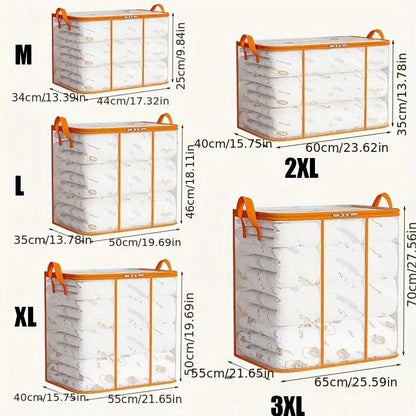 Transparent Storage Bag for Clothes | Zippered Folding Duvet and Pillowcase Bag with Large Capacity