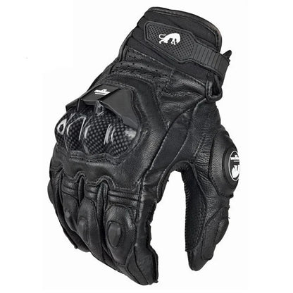 Carbon Motorcycle Gloves for Men | Waterproof & Windproof | Touchscreen | Genuine Leather | Suitable for Summer & Winter