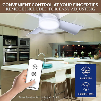 Remote-Controlled 2-in-1 Ceiling Fan Light with E27/B22 Base