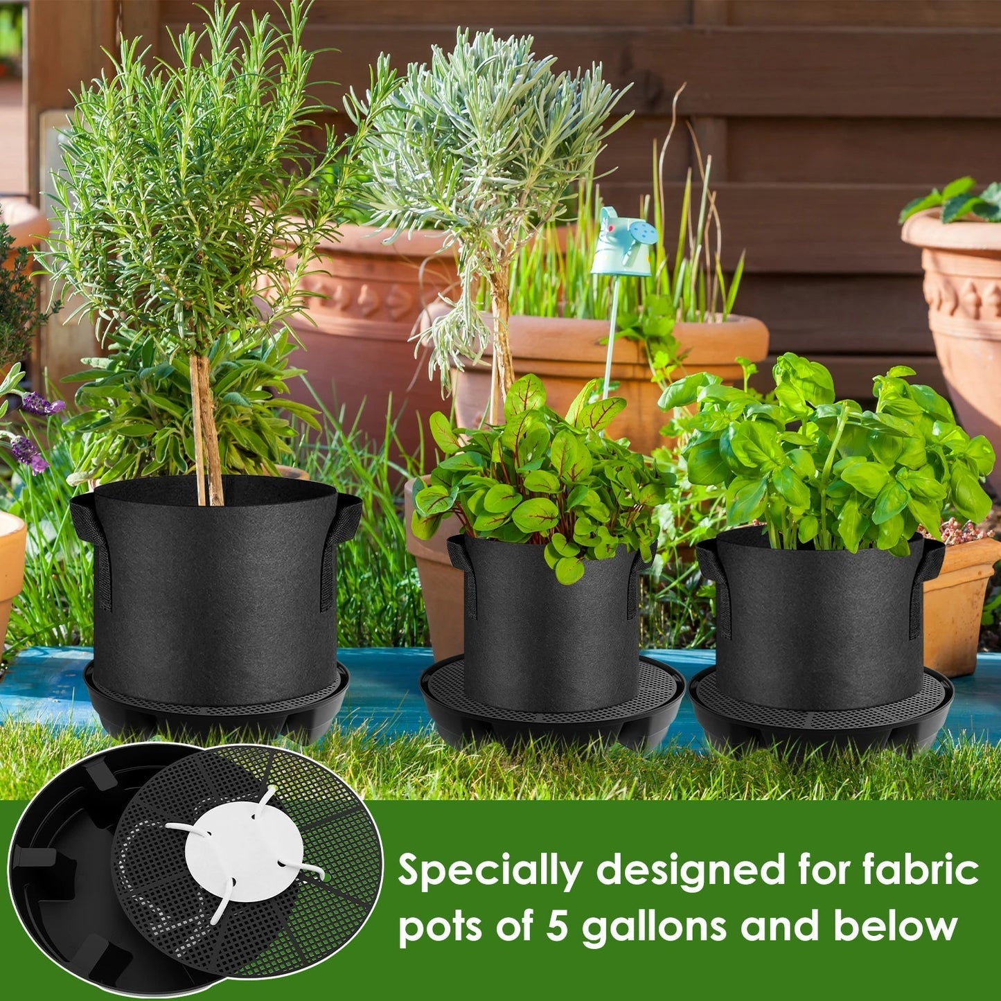 Self-Watering Plant Saucer Set | 2.8L Reservoir Capacity | Pack of 4