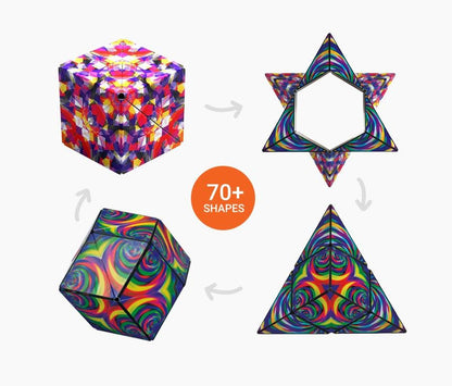 Transformable Magnetic Puzzle Cube with Interchangeable Pieces