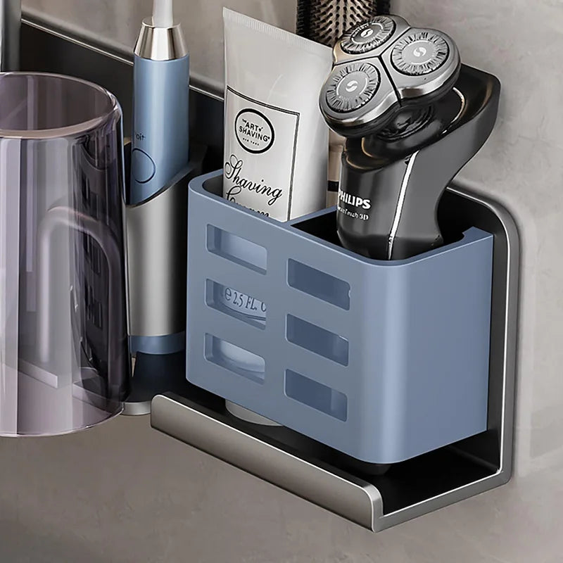 Aluminum Toothbrush Holder with Wand | Multifunctional & No Drill Organizer