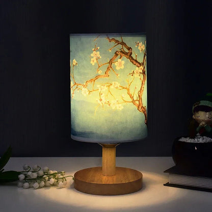 LED Table Lamp with Plum Blossom Design | Dimmable | Chinese Fabric Shade | Warm White Light | EU Plug
