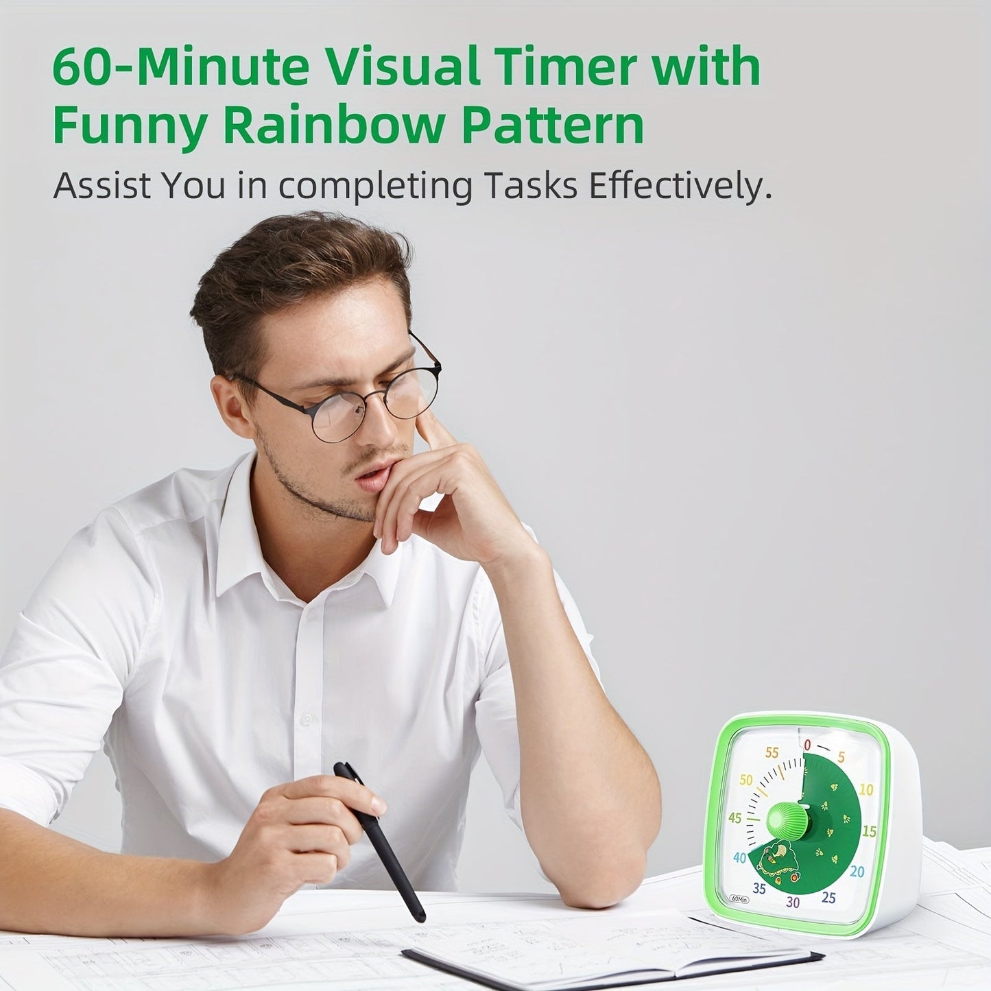 Visual Countdown Timer for 60 Minutes – Rainbow Time Management for Work, Study, and Home
