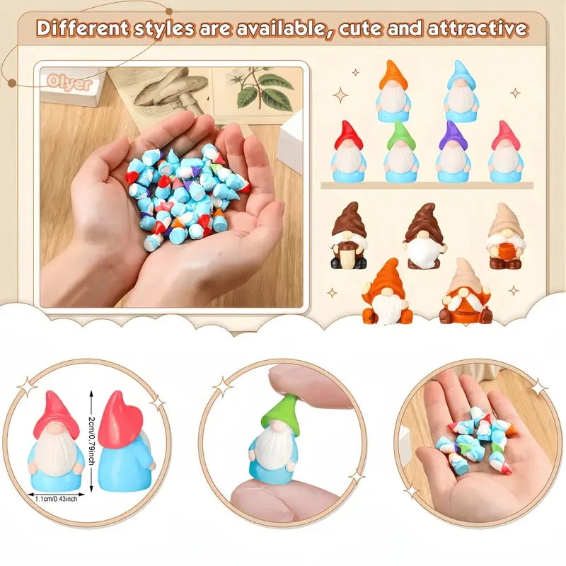 Mini Garden Gnome Set with 10 Pieces | Resin Statues | Colorful Fairy Garden Decor