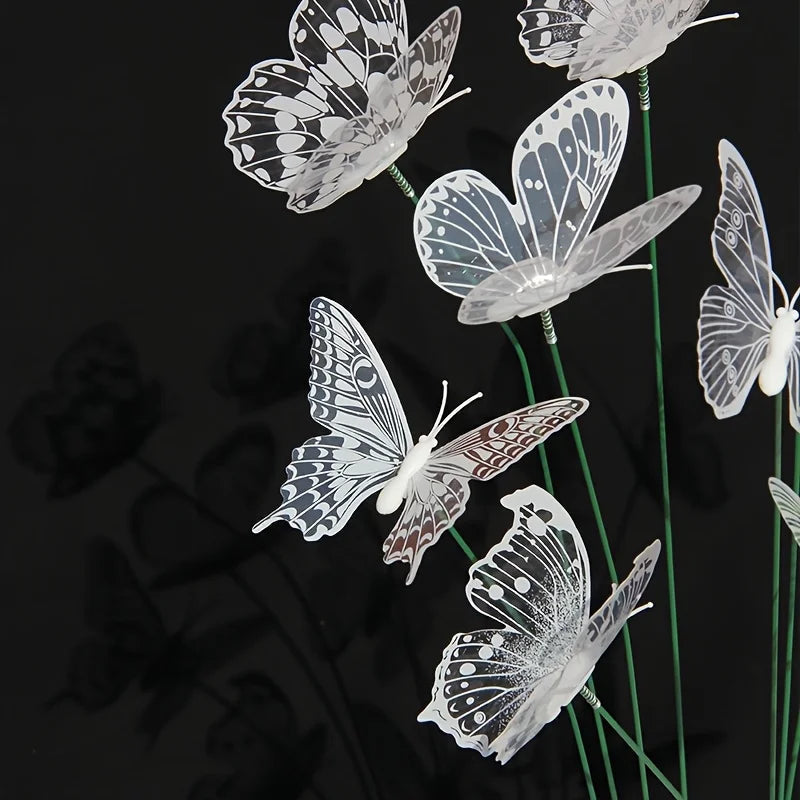 Garden Decoration Butterfly Stakes, Set of 10 | Realistic Design | PVC Material | Outdoor Decor