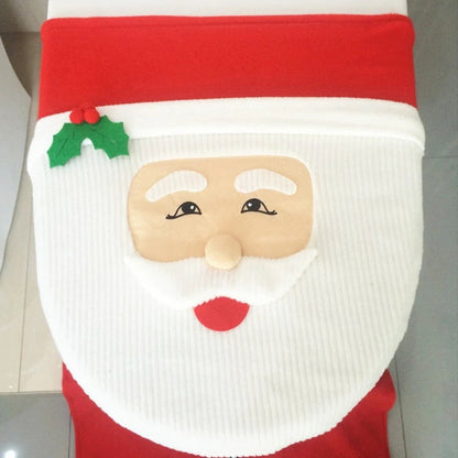 Christmas Toilet Set - 3-Piece Design with Santa - Fun Bathroom Decor with Mat & Tank Cover - Holiday Decoration 2024
