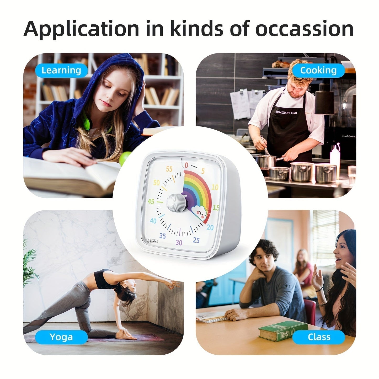 Visual Countdown Timer for 60 Minutes – Rainbow Time Management for Work, Study, and Home