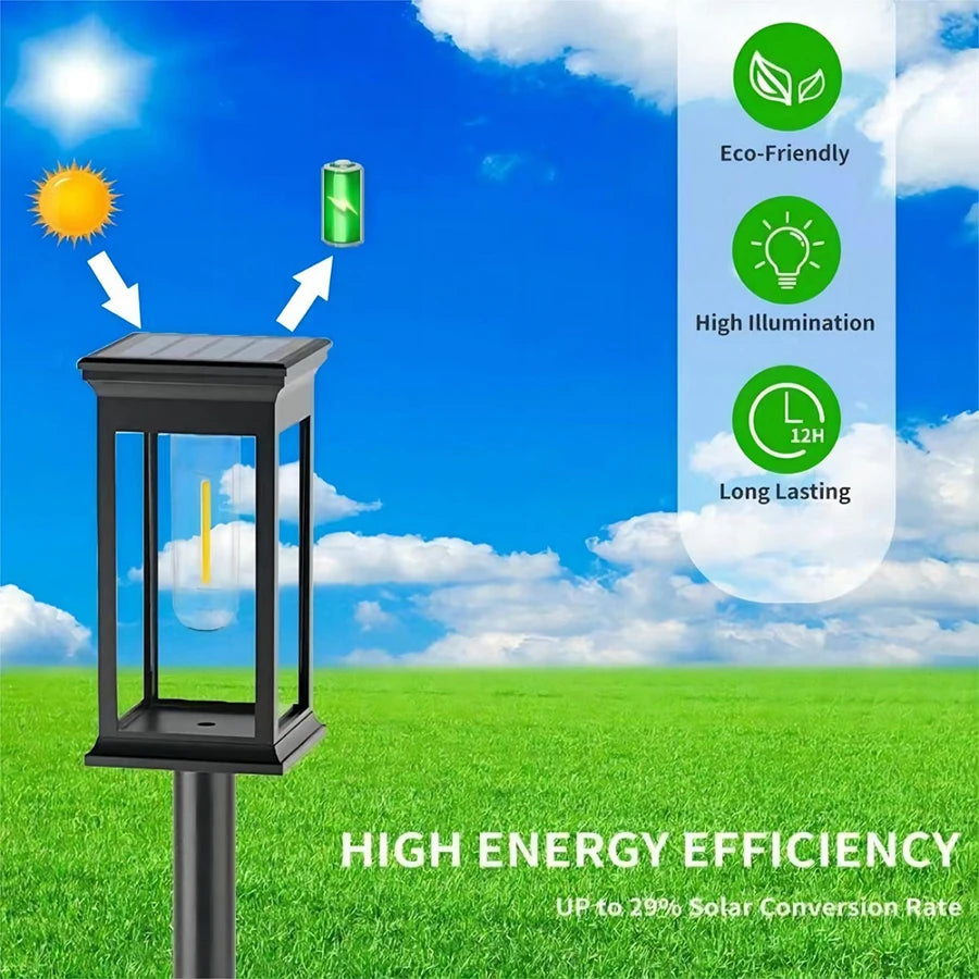 2-Pack Solar Garden Lights | IP65 Waterproof | Automatic On/Off | LED Pathway Lights
