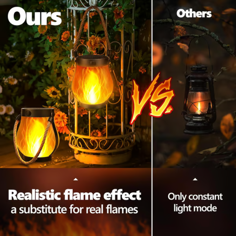 SolarGlow Lantern | Waterproof Outdoor Light with Flickering Flame Effect