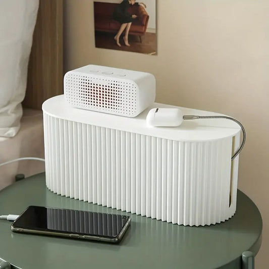 Chic Ribbed Cable Management Box for Tidy Organization