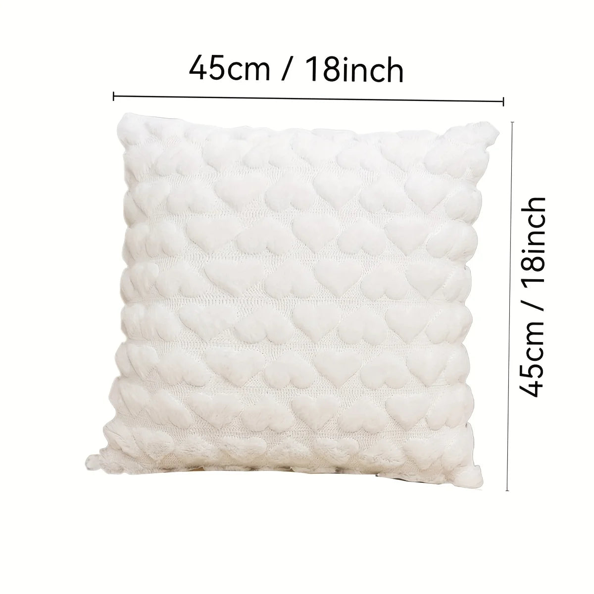 Heart-Shaped Plush Pillow Cover in Solid Colors – Soft Cushion for Sofa, Bed & Living Room