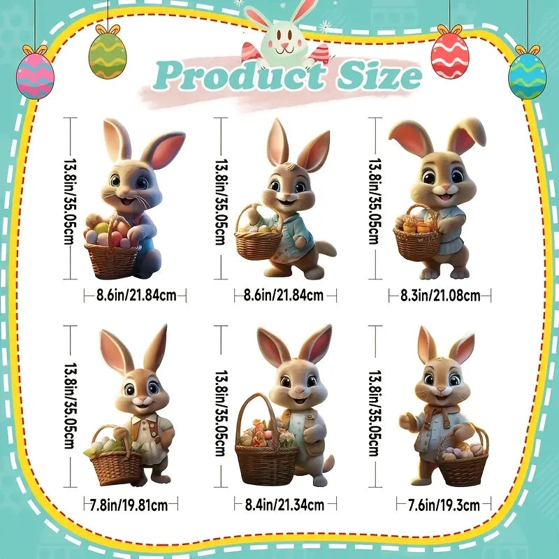 Garden Stake Easter Bunnies | Cute Rabbit Figurine | Classic Spring Decor | Set of 6