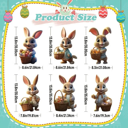 Garden Stake Easter Bunnies | Cute Rabbit Figurine | Classic Spring Decor | Set of 6