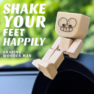 Charming Bobblehead Décor | Handcrafted Natural Wood | 8 cm