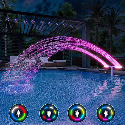 Solar-Powered RGB Pool Fountain – Enchanting Nighttime Display