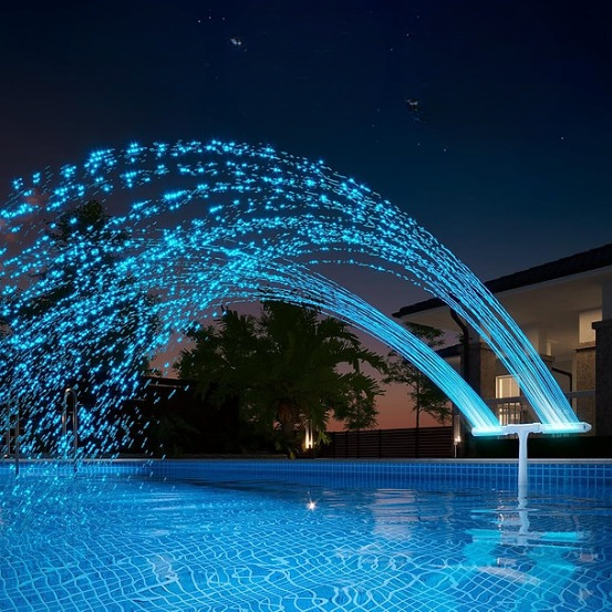 Solar-Powered RGB Pool Fountain – Enchanting Nighttime Display