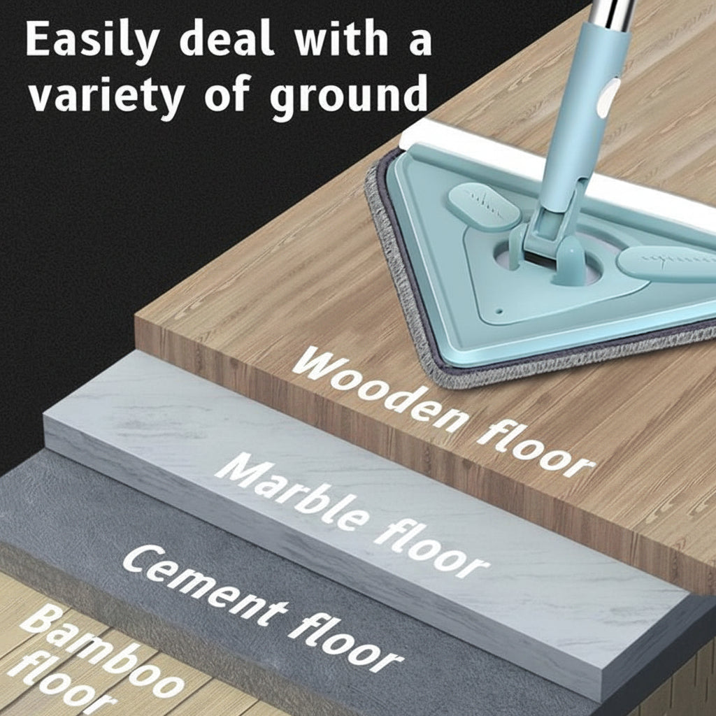 Tri-Head Swivel Mop for Effortless Cleaning in Corners