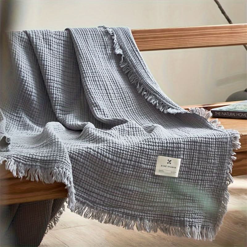 Chic Fringe Throw Blanket for Sophisticated Home Comfort